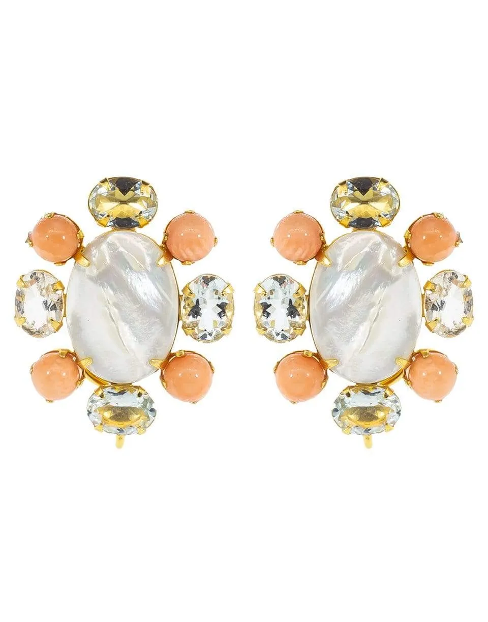 Mother Of Pearl Cluster Earrings