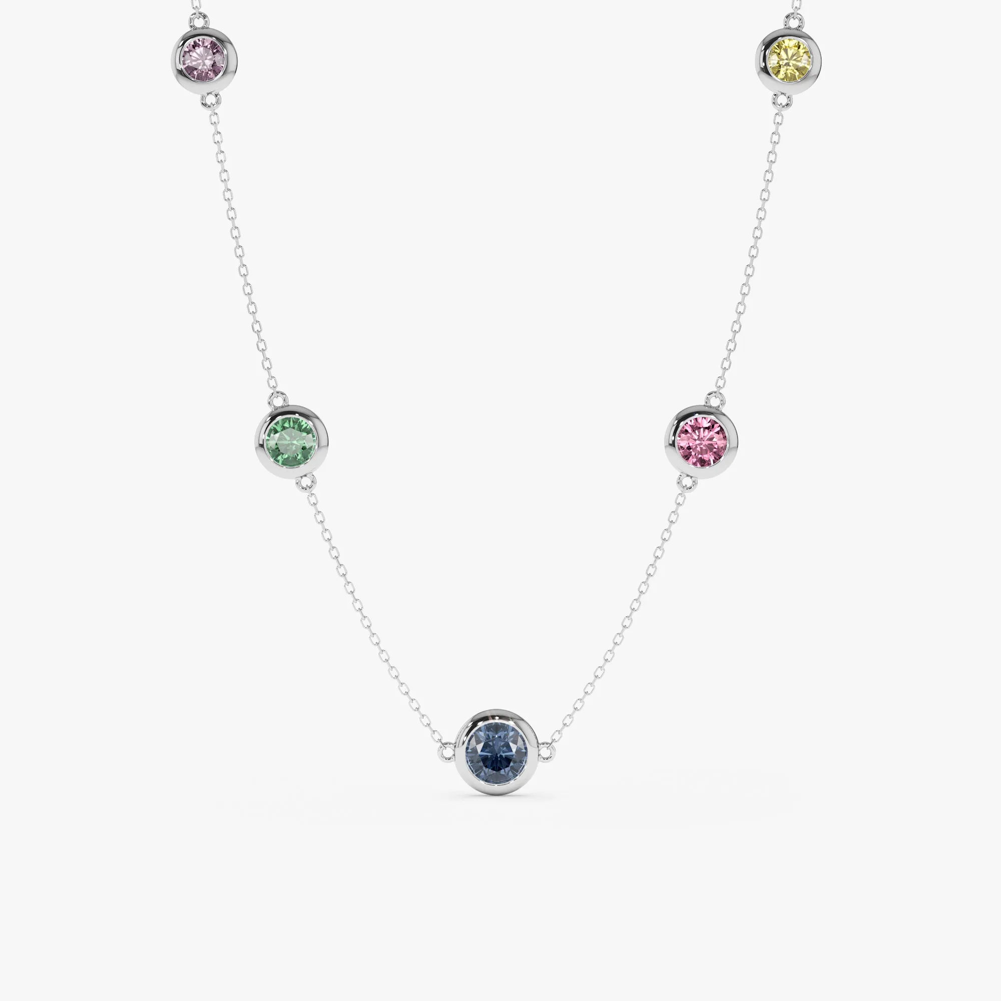Multi-Color Sapphire Station Necklace, Layla SARAHELISE