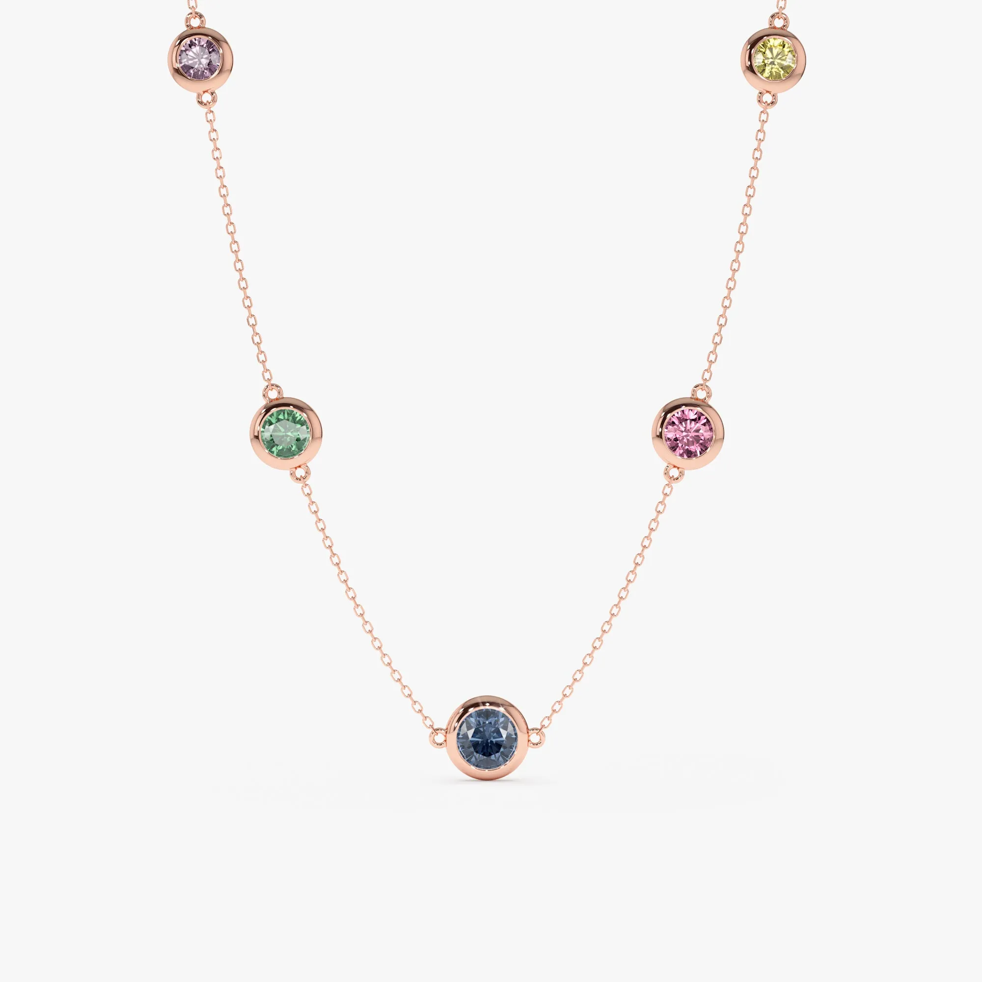 Multi-Color Sapphire Station Necklace, Layla SARAHELISE