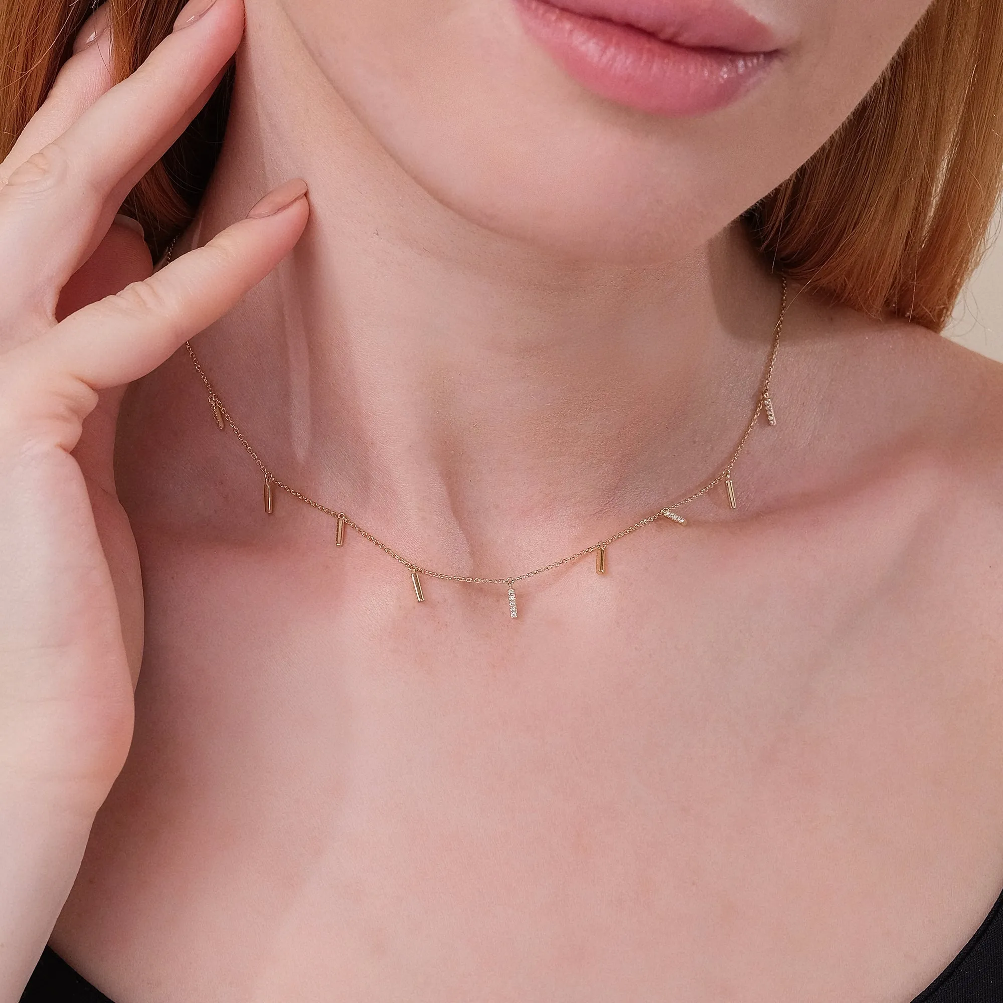 Multi Diamond Bar Necklace, Priscilla SARAHELISE