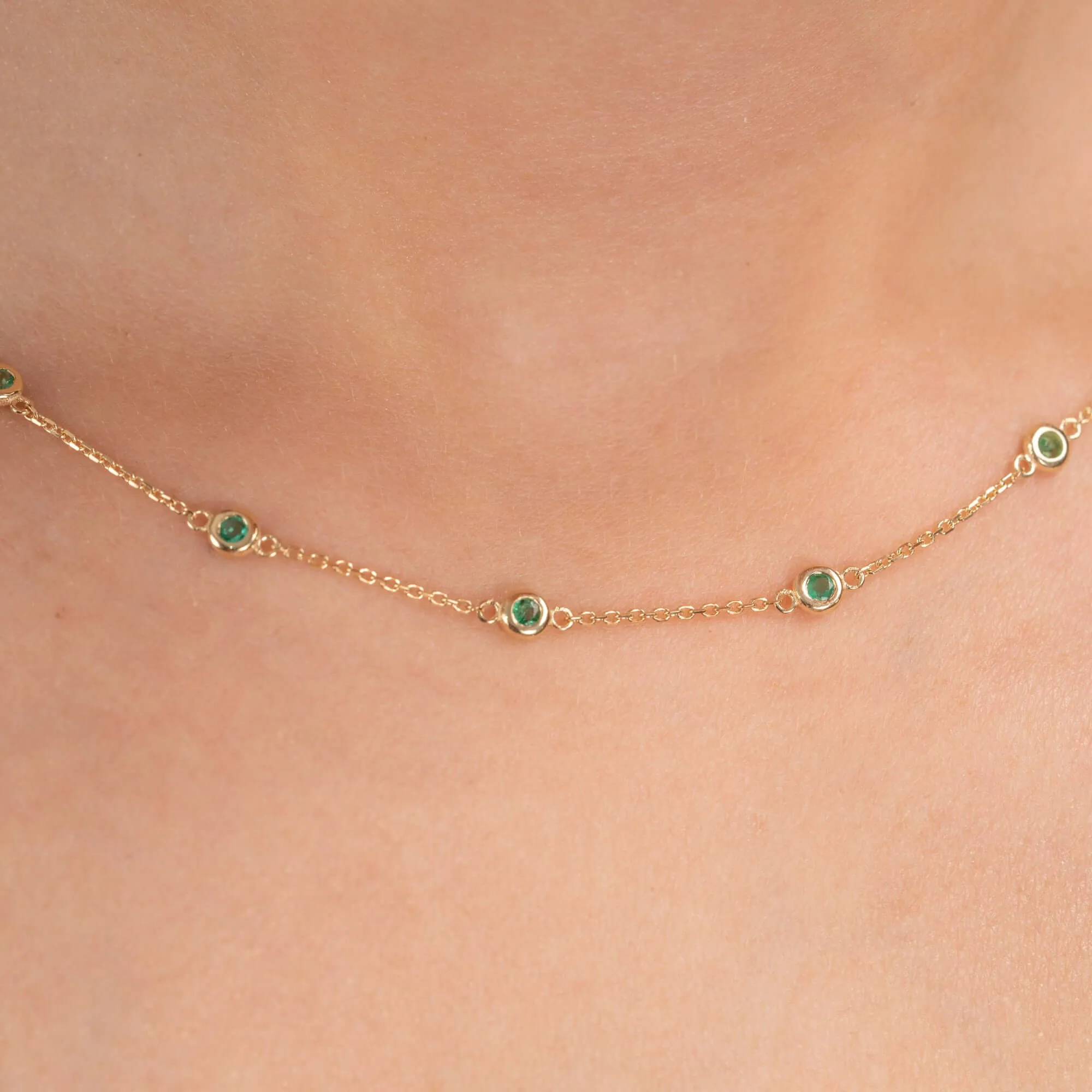Multi Emerald Station Necklace, Gwen SARAHELISE