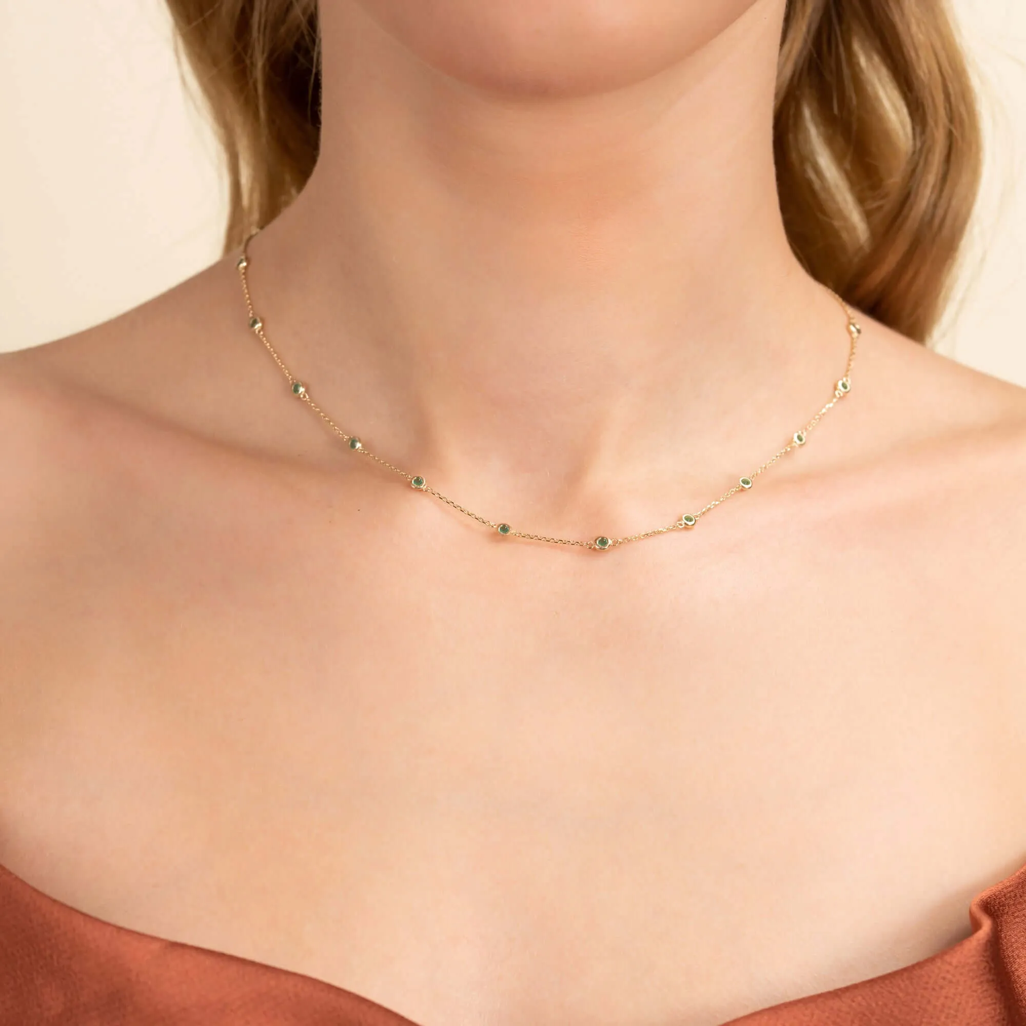 Multi Emerald Station Necklace, Gwen SARAHELISE