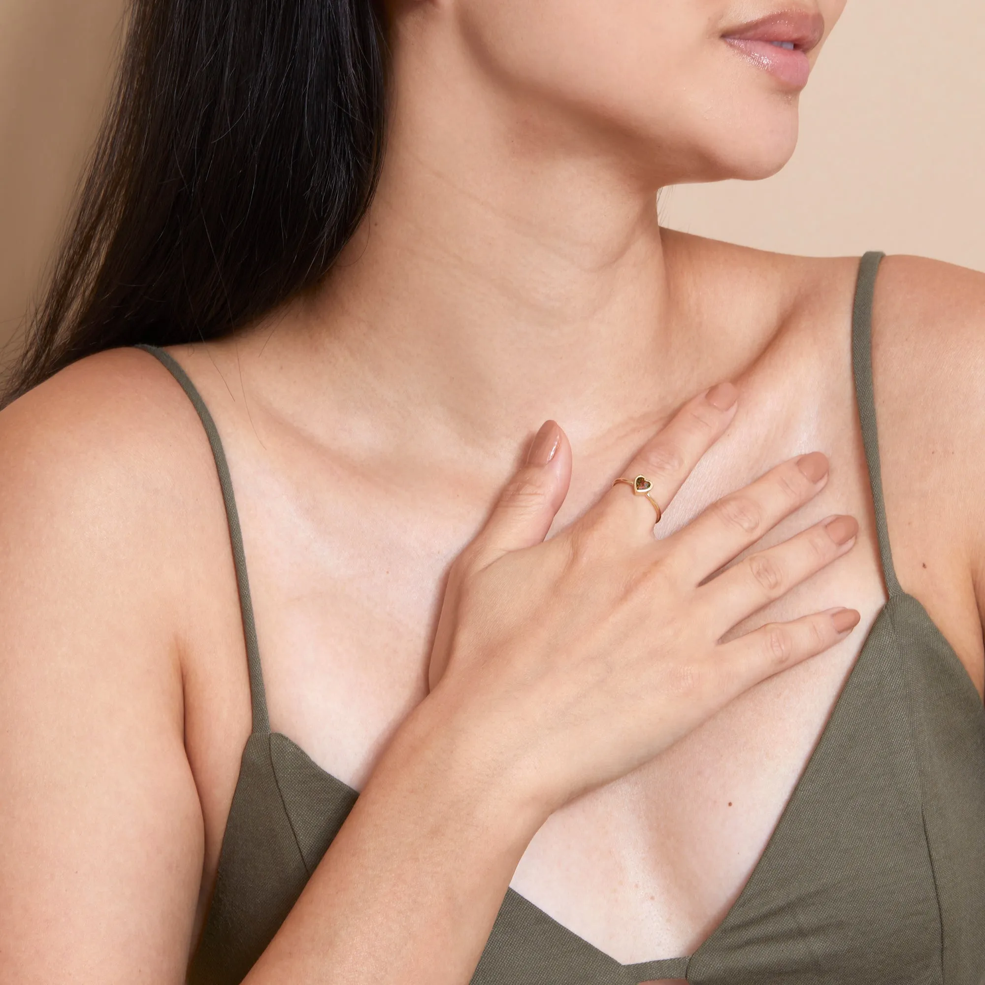 Natural Garnet Heart Ring, Ashly SARAHELISE