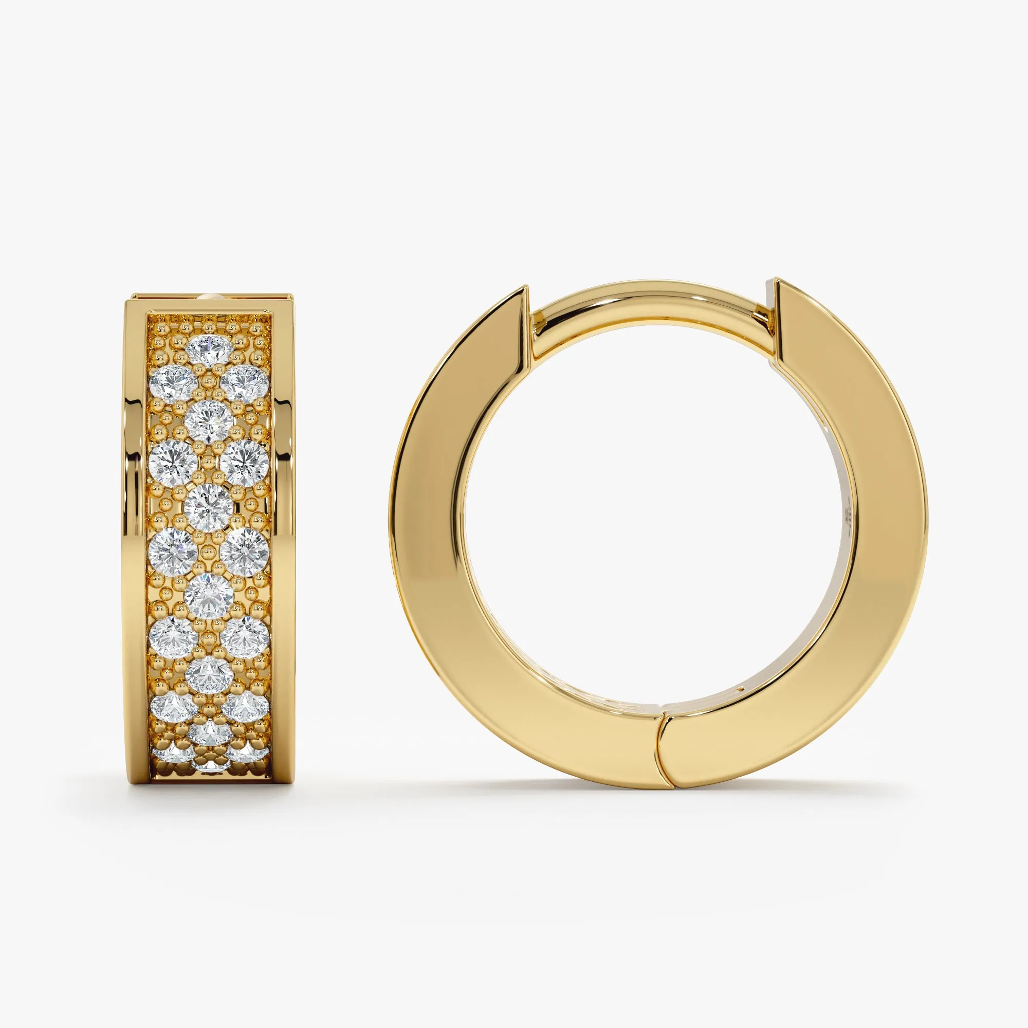 Natural White Diamond Paved Huggie, Lynn SARAHELISE