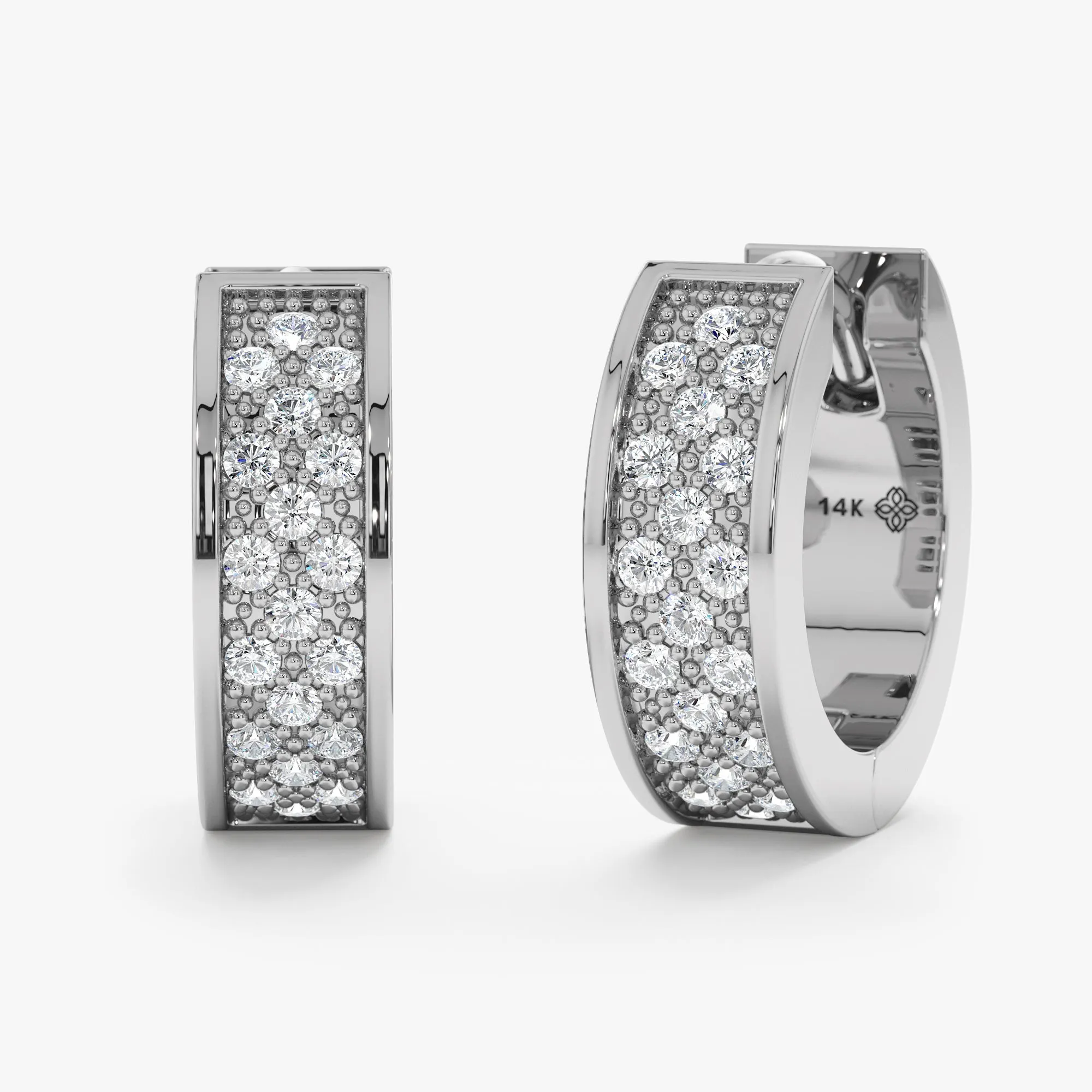 Natural White Diamond Paved Huggie, Lynn SARAHELISE