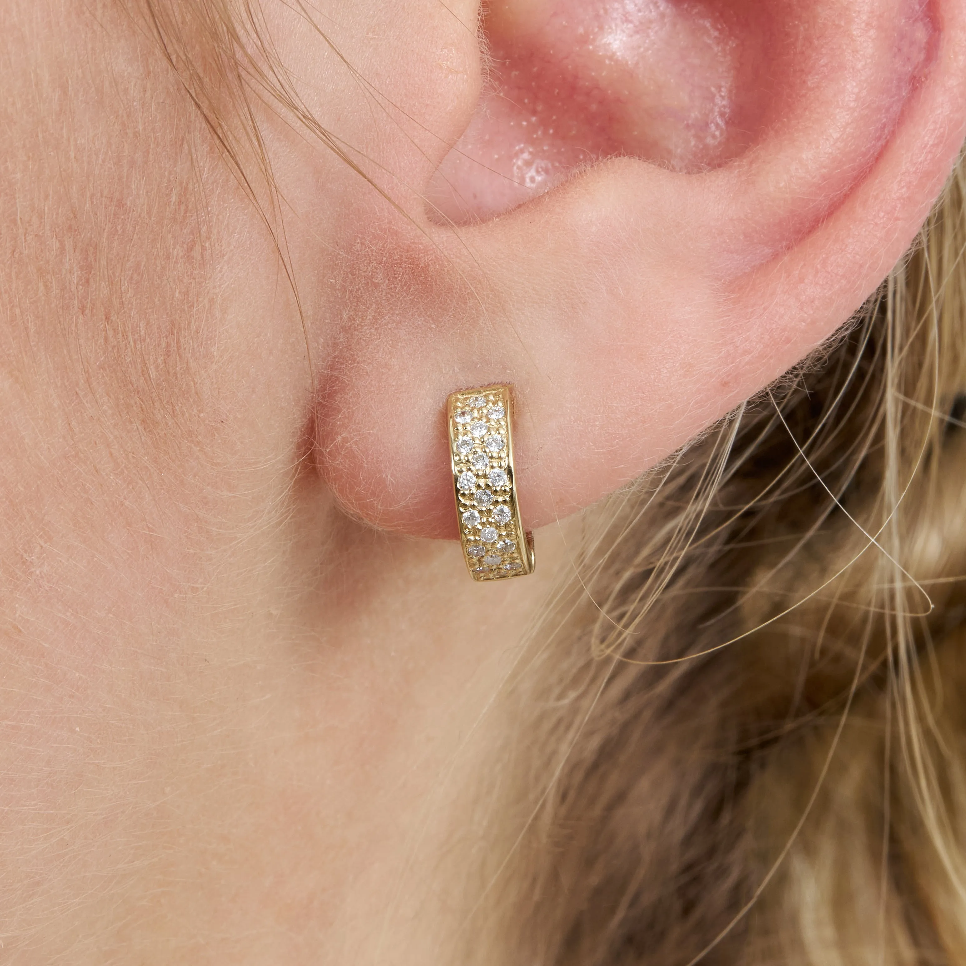 Natural White Diamond Paved Huggie, Lynn SARAHELISE