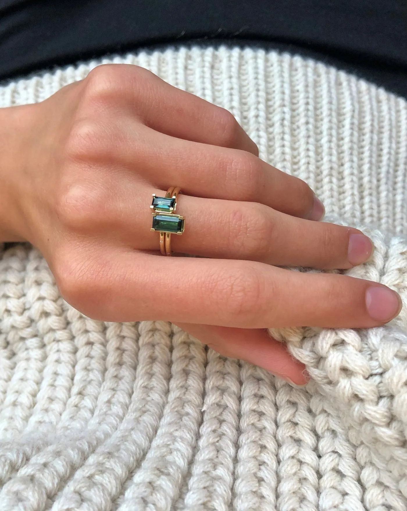 Nord Green S Turned 18K Whitegold Ring w. Tourmaline & Diamond