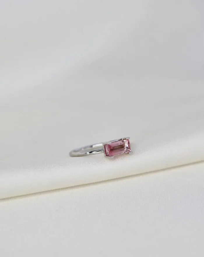 Nord Pink 18K Whitegold Ring w. Tourmaline & Diamond
