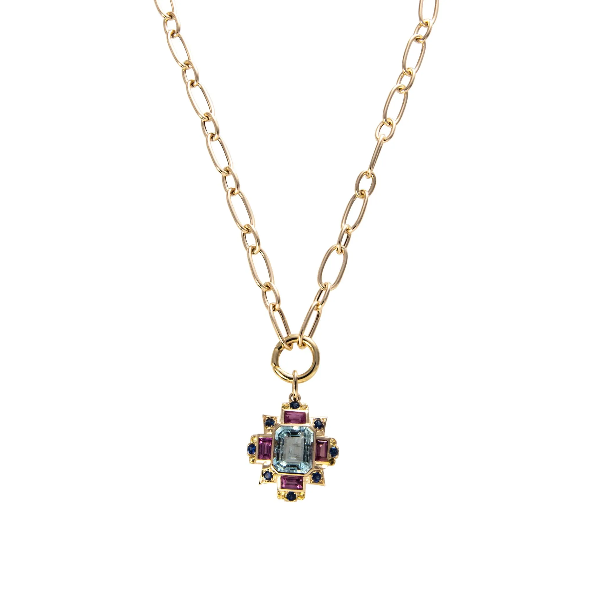 One-Station Charm Holder Mixed Oval Link Necklace Croghans