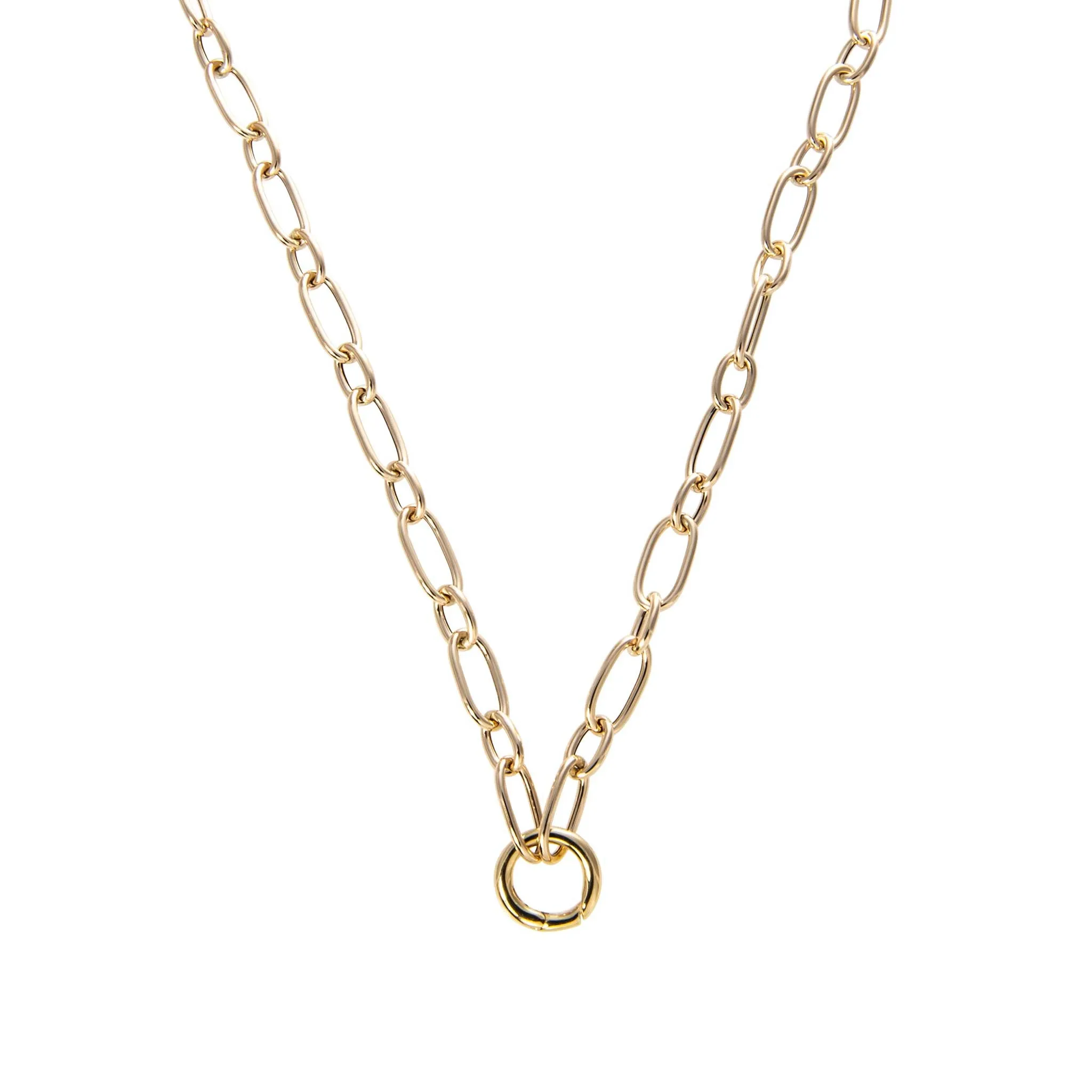 One-Station Charm Holder Mixed Oval Link Necklace Croghans