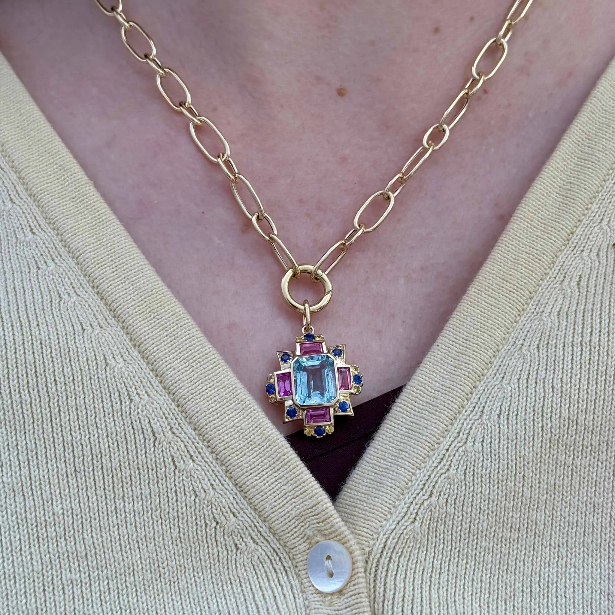 One-Station Charm Holder Mixed Oval Link Necklace Croghans