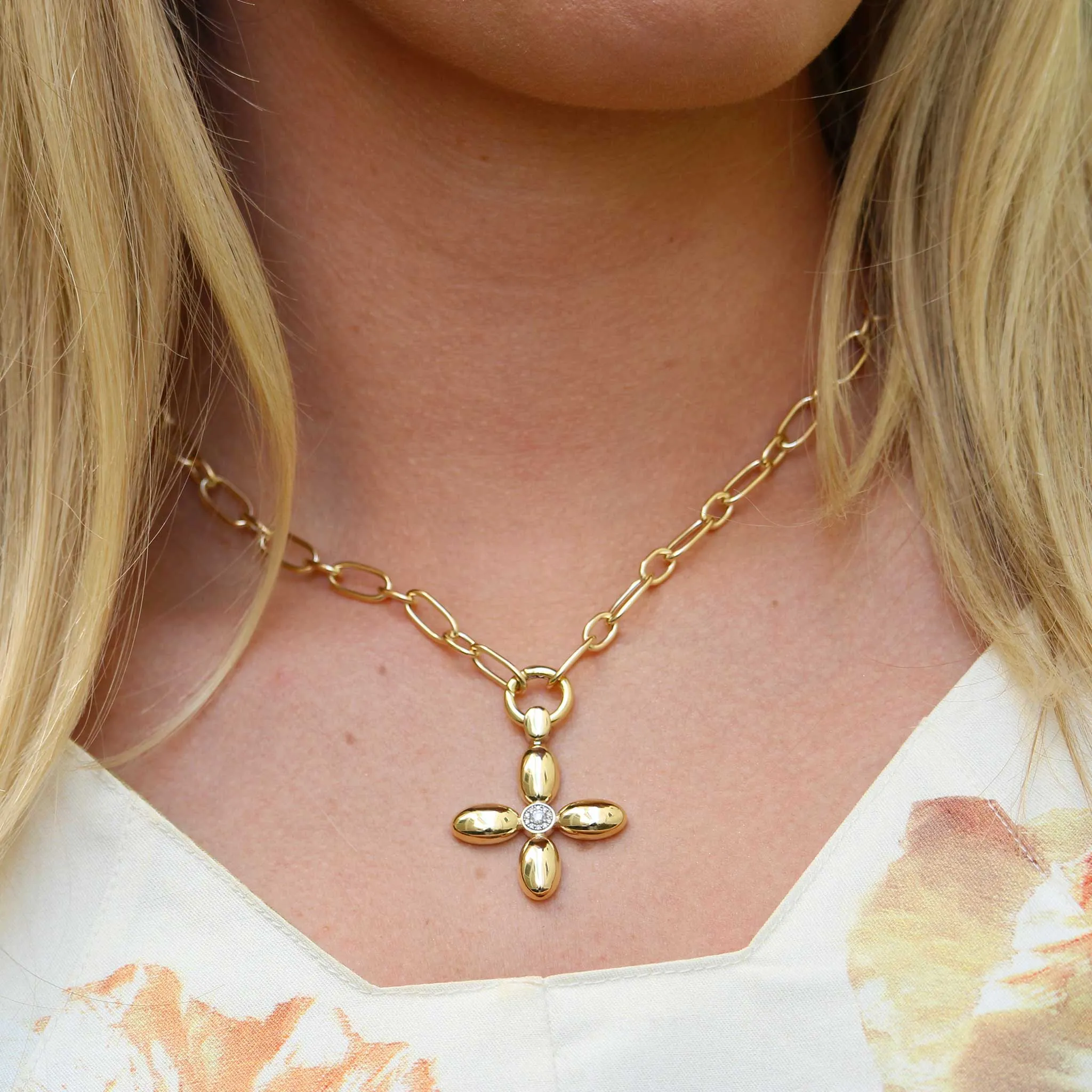 One-Station Charm Holder Mixed Oval Link Necklace Croghans