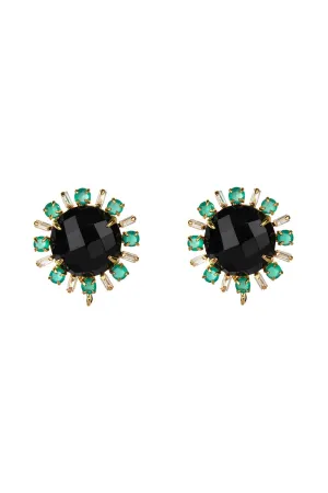 Onyx Quartz Button Earrings