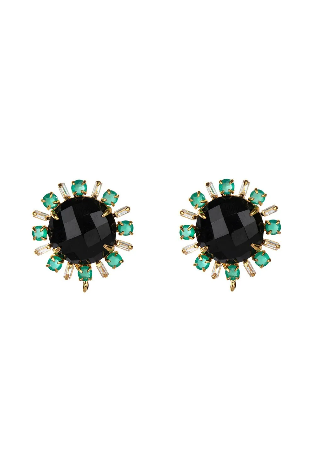 Onyx Quartz Button Earrings