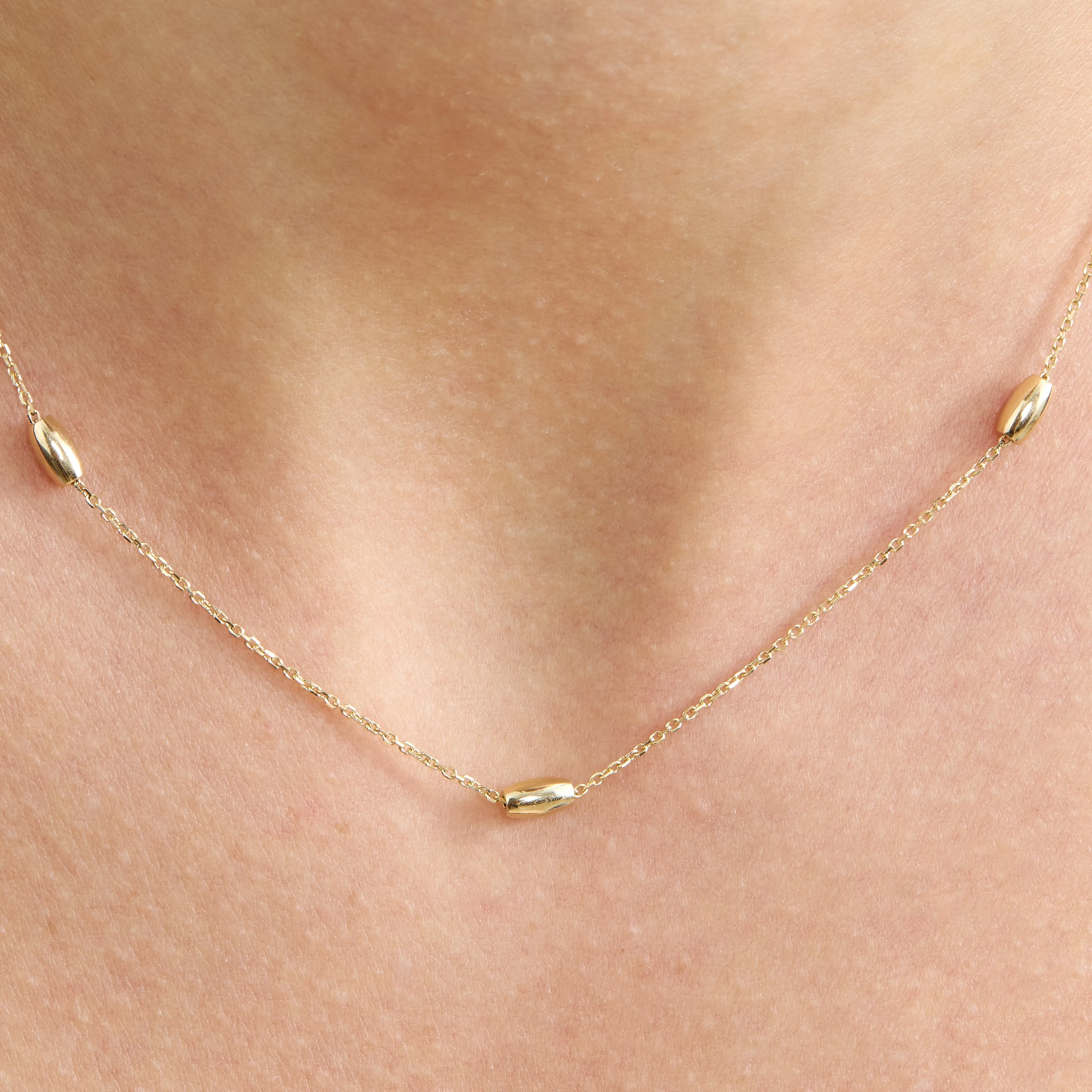 Oval Beads Station Necklace, Quanda SARAHELISE