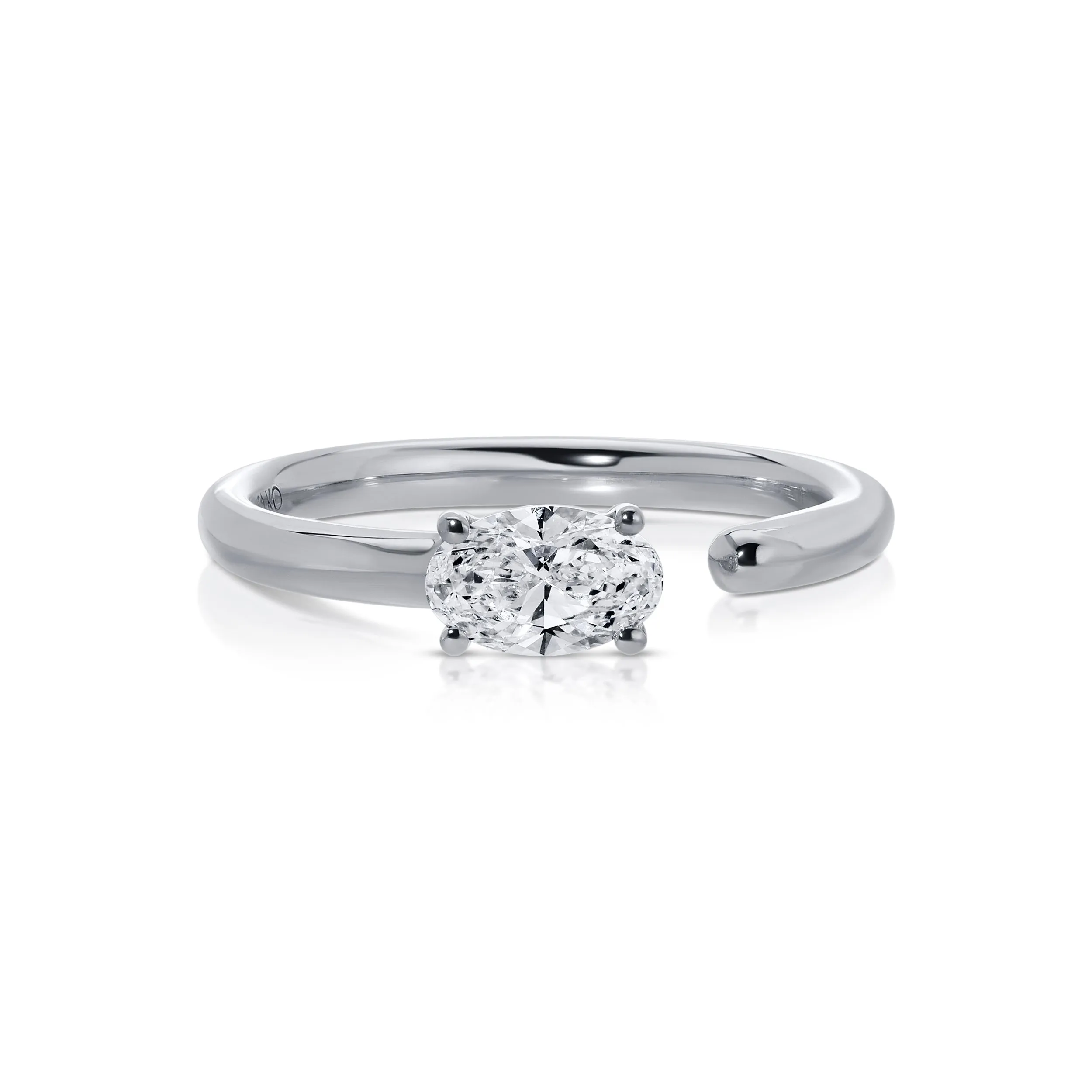OVAL DIAMOND SATURN RING WITH .50CT OVAL Anita Ko