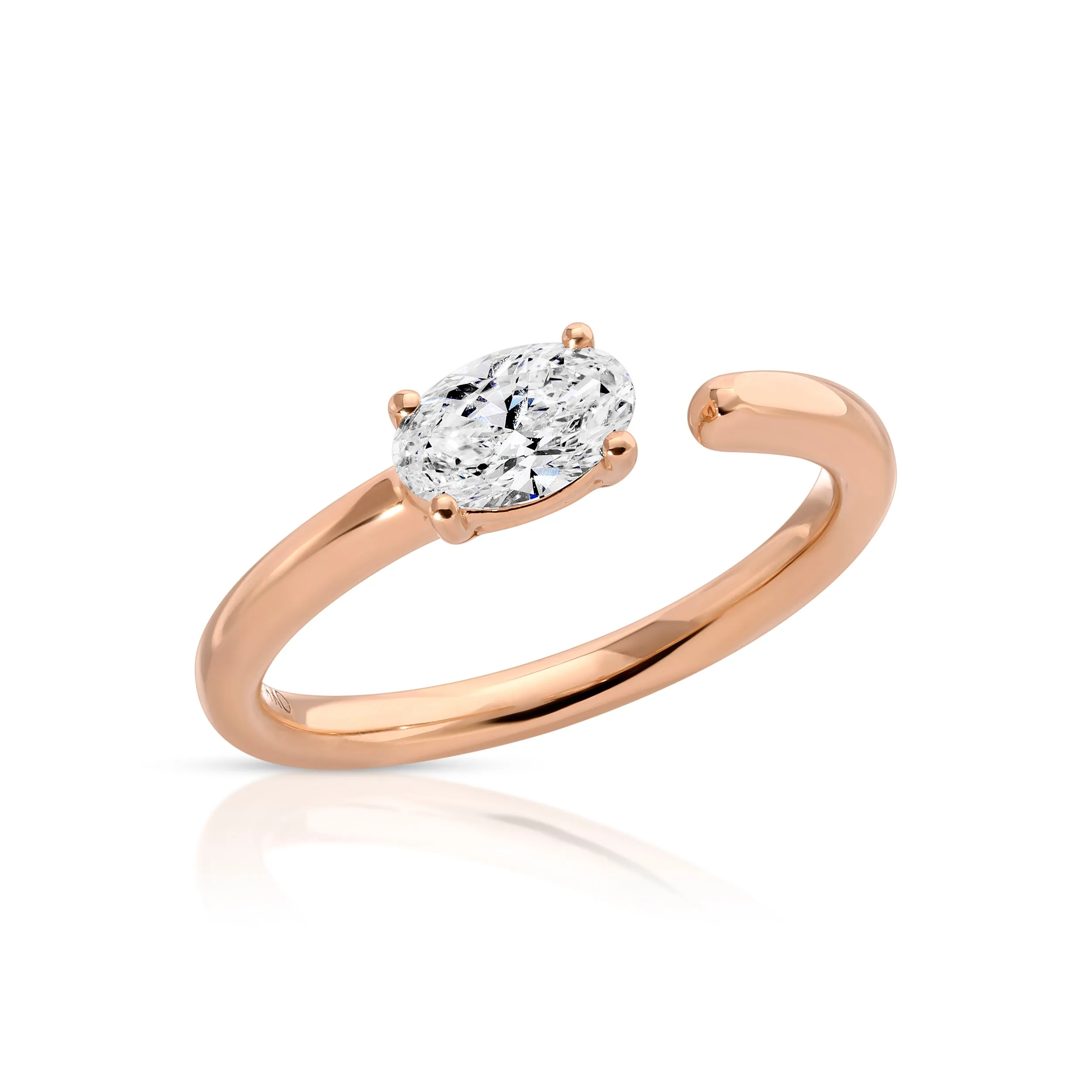 OVAL DIAMOND SATURN RING WITH .50CT OVAL Anita Ko