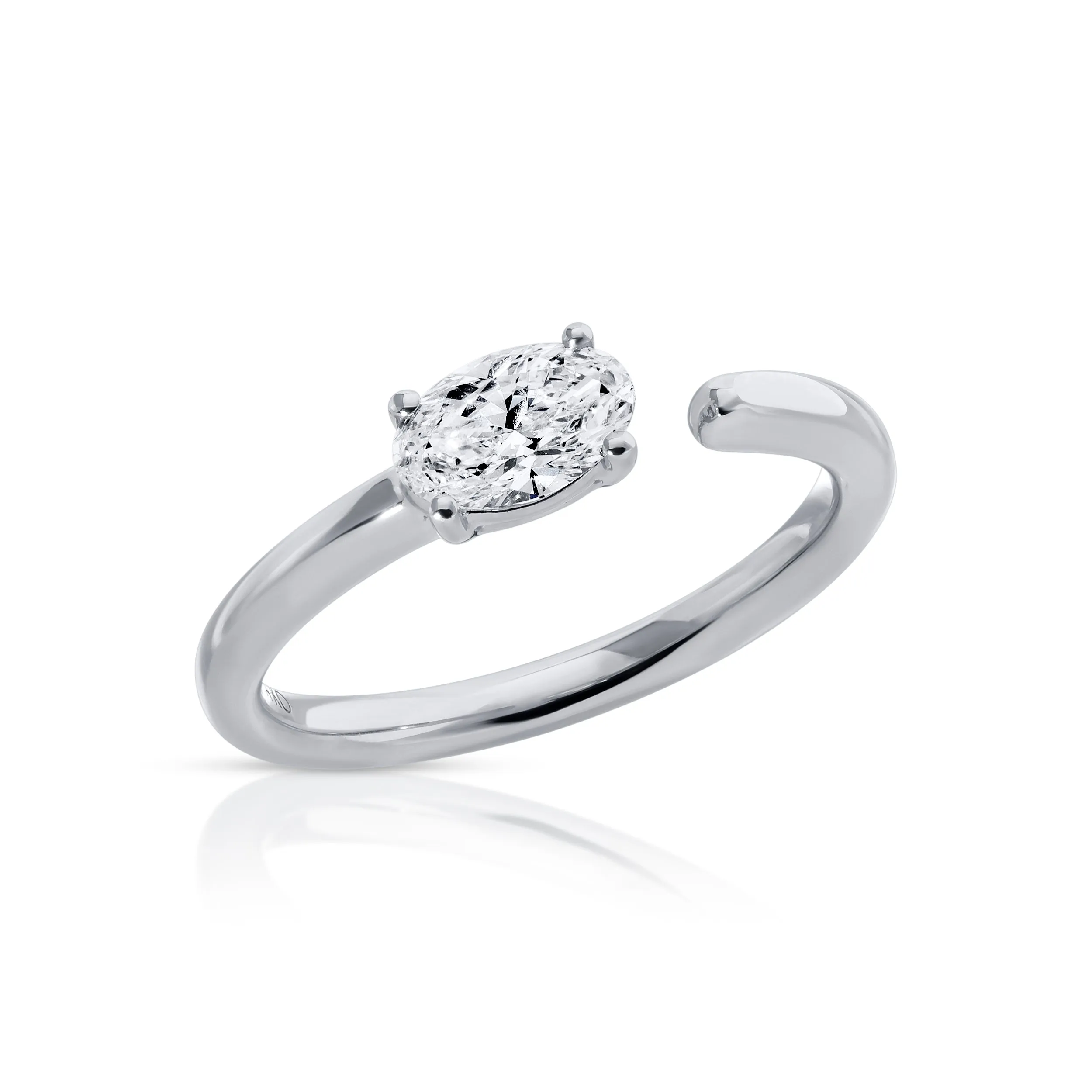 OVAL DIAMOND SATURN RING WITH .50CT OVAL Anita Ko