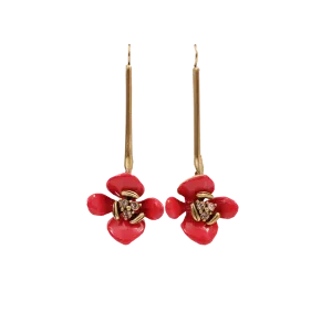 Painted Flower Drop Earrings
