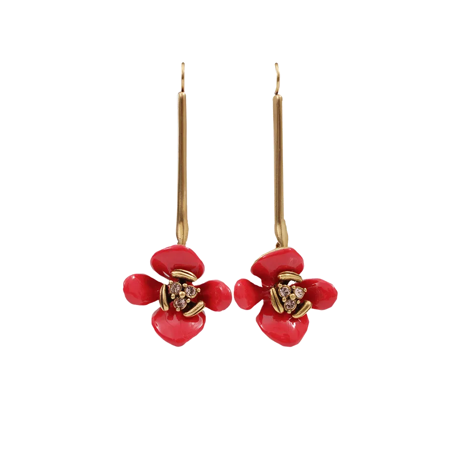 Painted Flower Drop Earrings