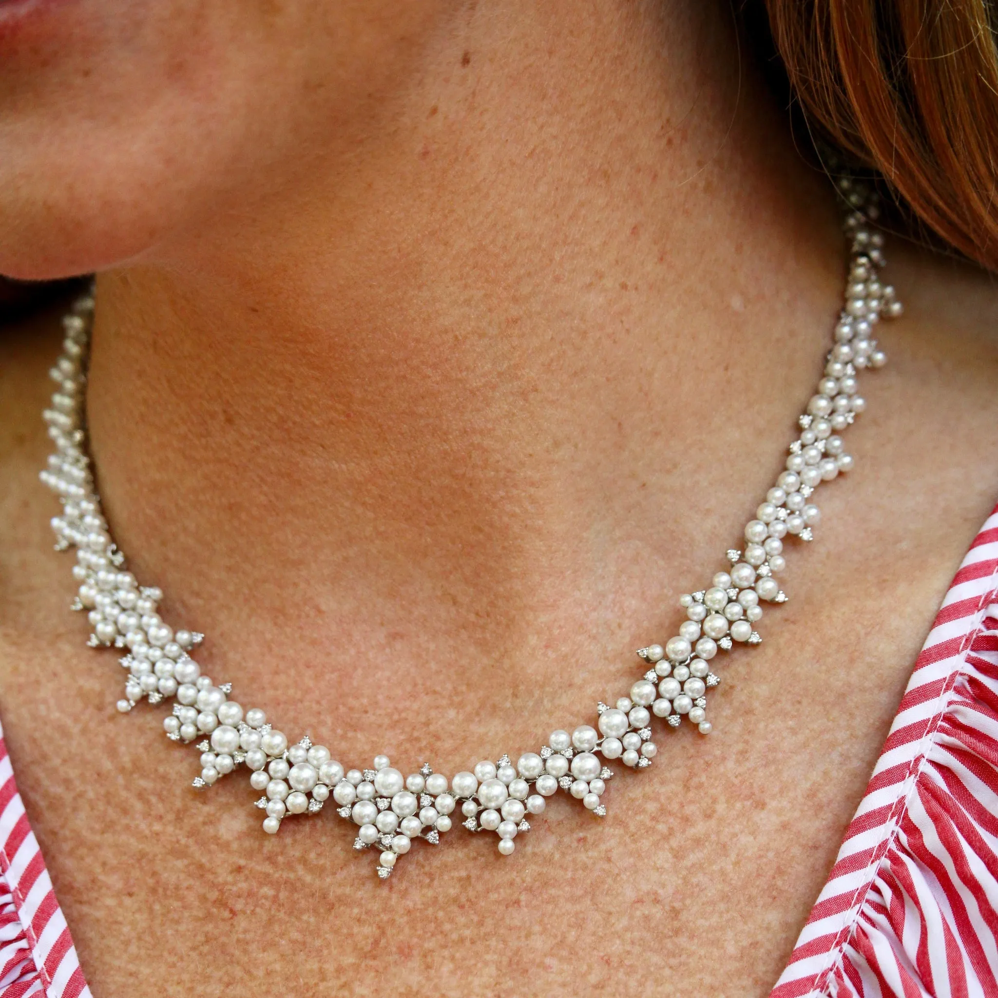 Paul Morelli Cascading Lagrange Pearl & Diamond Necklace Croghans