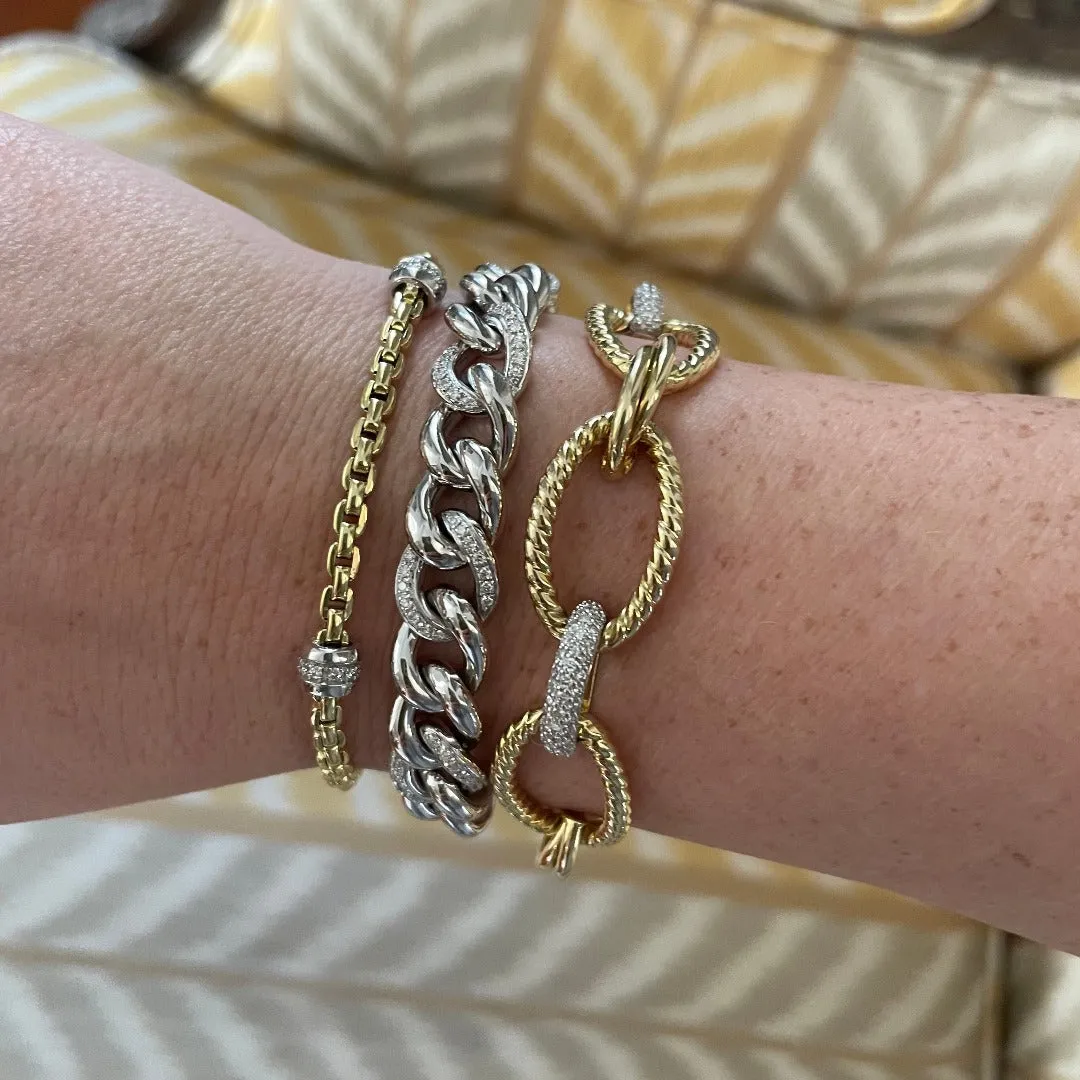 Pav Diamond 18K White Gold Curb Link Bracelet