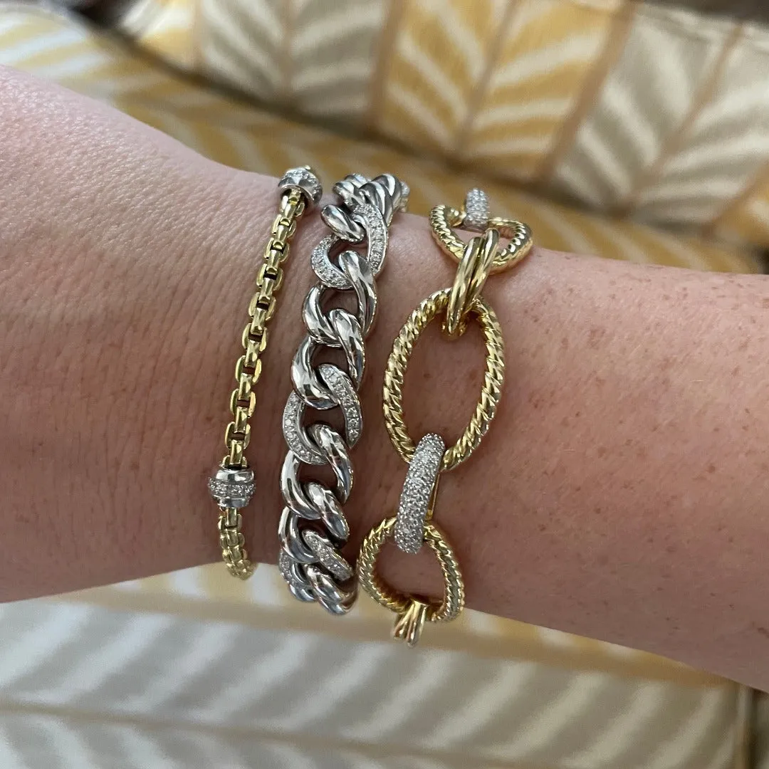 Pav Diamond & Oval Rope Link 14K Gold Bracelet