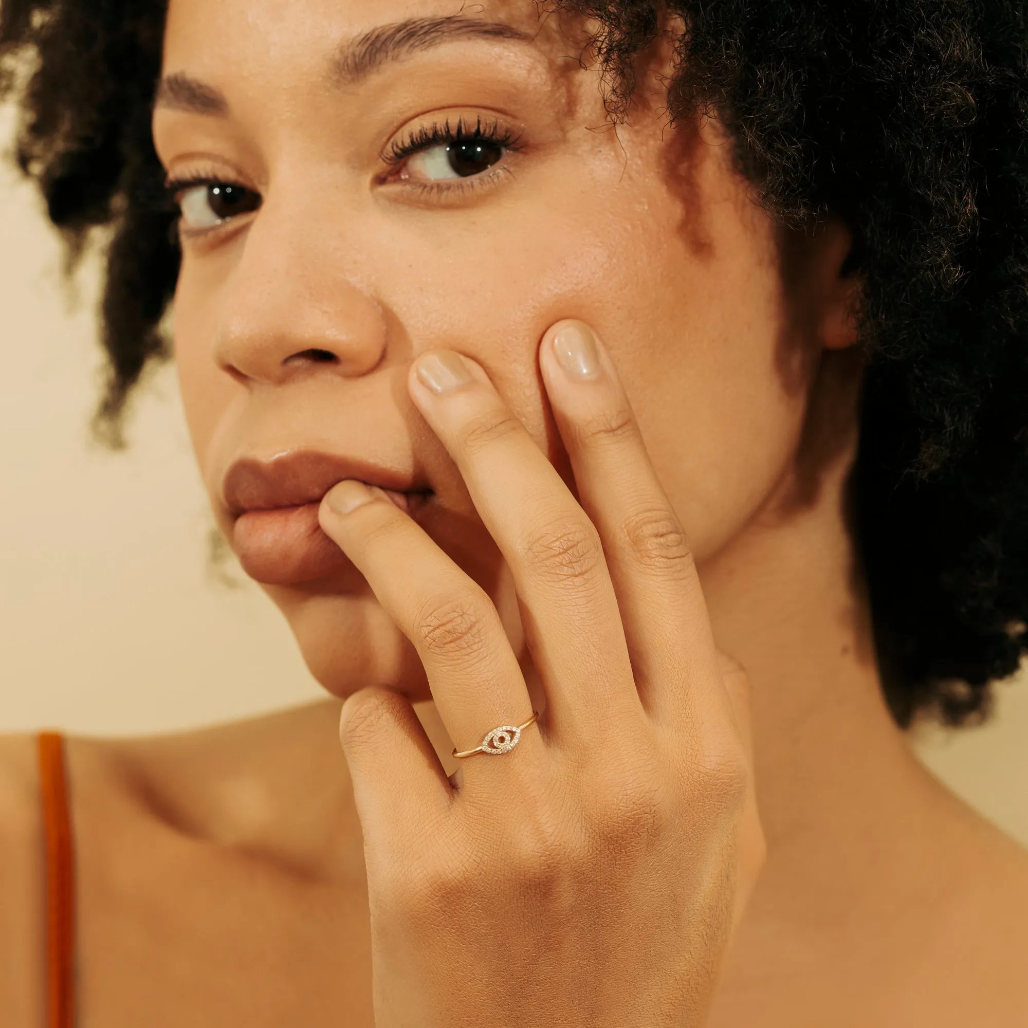 Pave Diamond Evil Eye Outline Ring, Ygritte SARAHELISE