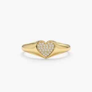 Pave Diamond Heart Signet Ring, Kate SARAHELISE