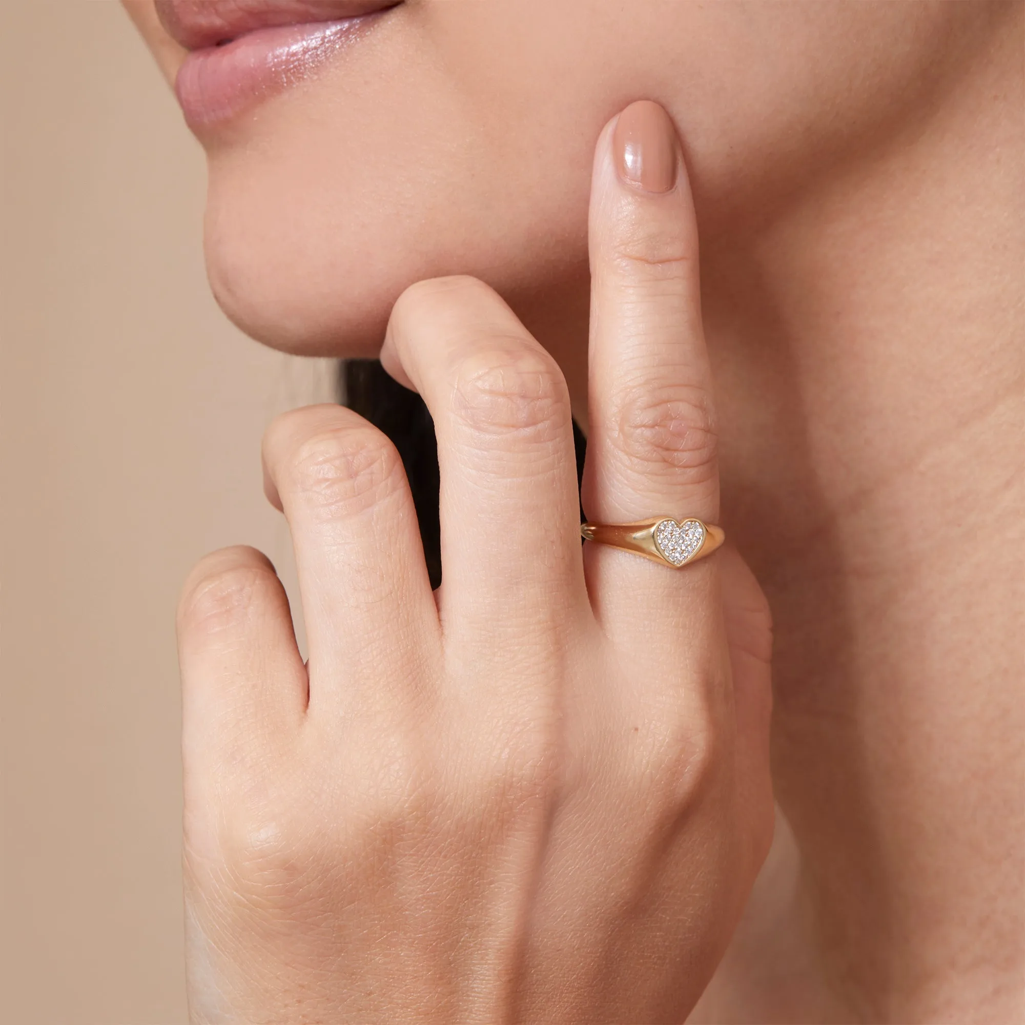 Pave Diamond Heart Signet Ring, Kate SARAHELISE