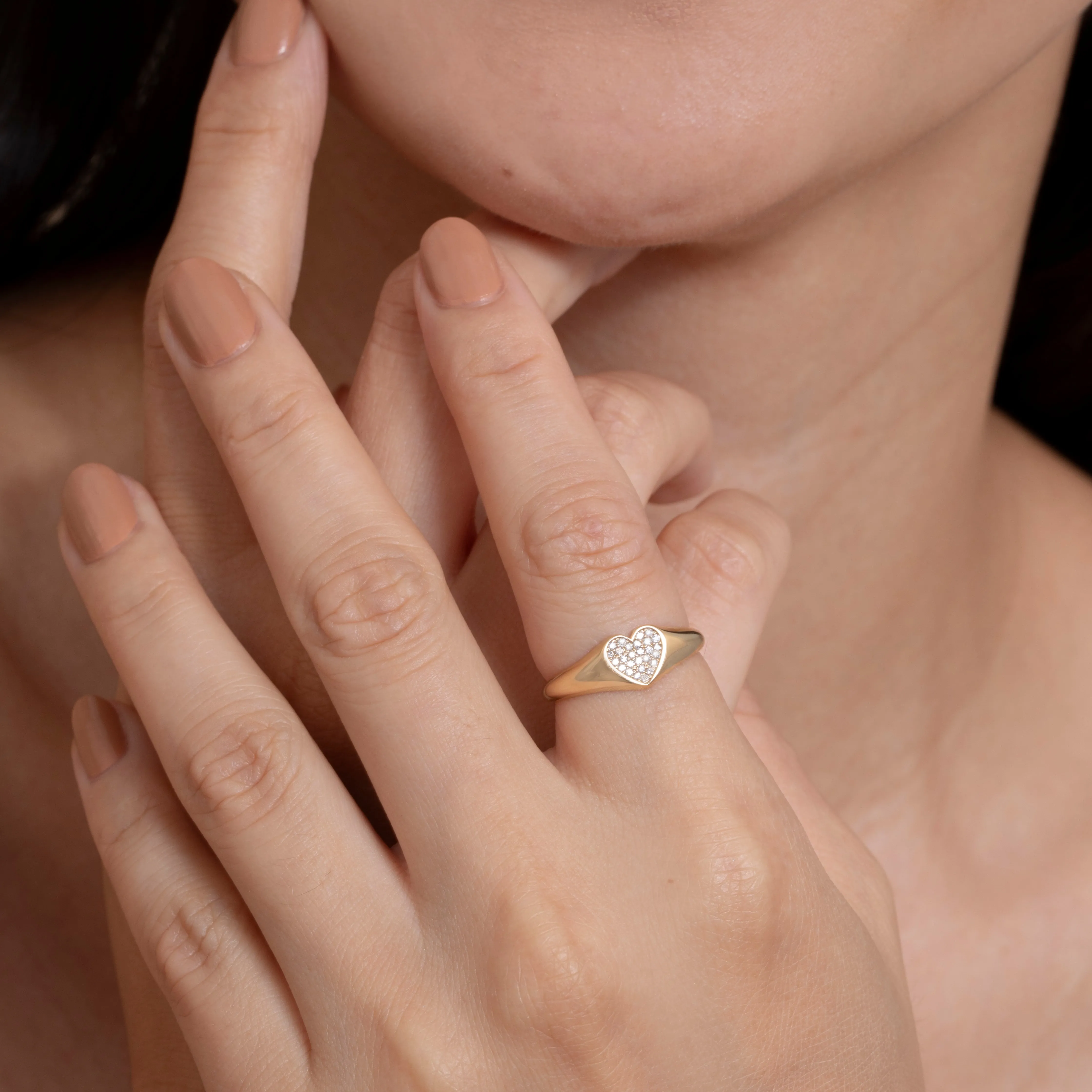 Pave Diamond Heart Signet Ring, Kate SARAHELISE