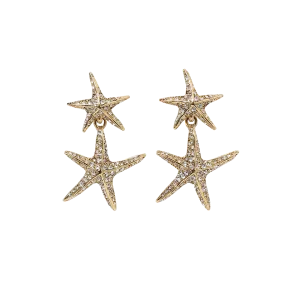 Pave Sea Star Drop Earrings