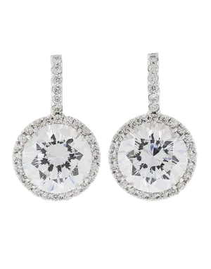 Pave Solitaire Drop Earrings