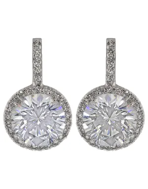 Pave Solitaire Drop Earrings