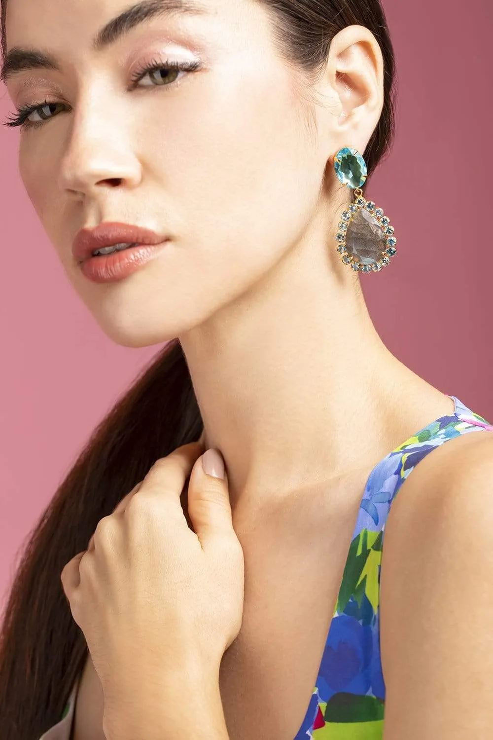Pear Shaped Labradorite Earrings