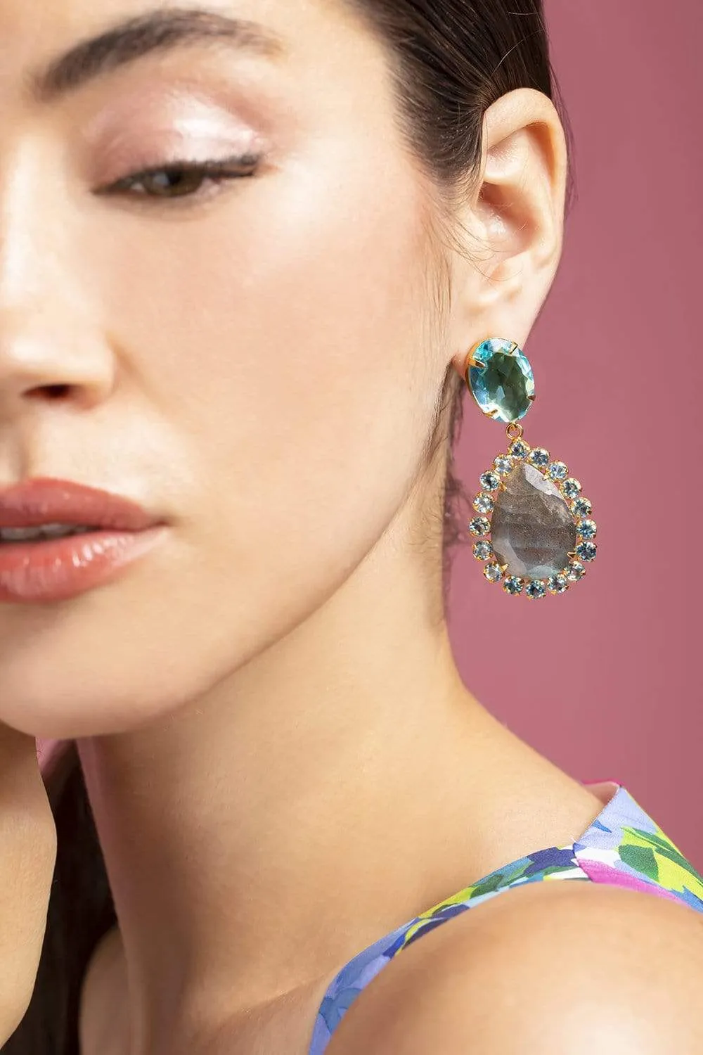 Pear Shaped Labradorite Earrings