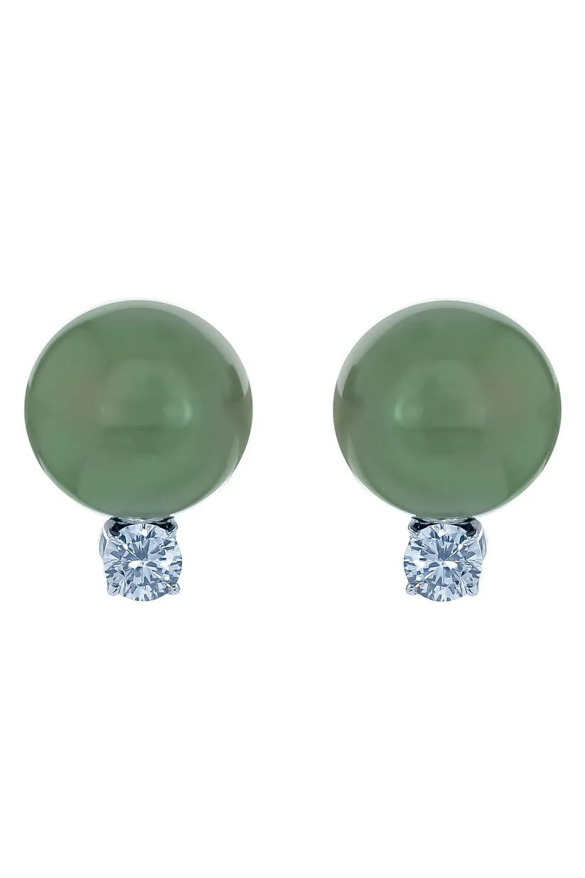 Pearl CZ Round Earrings