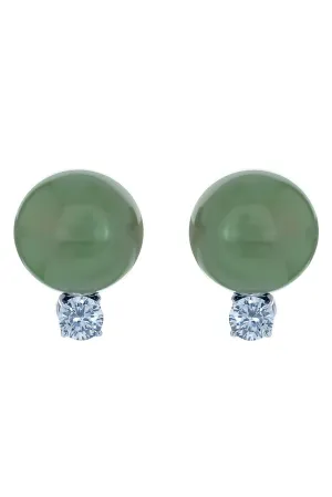 Pearl CZ Round Earrings