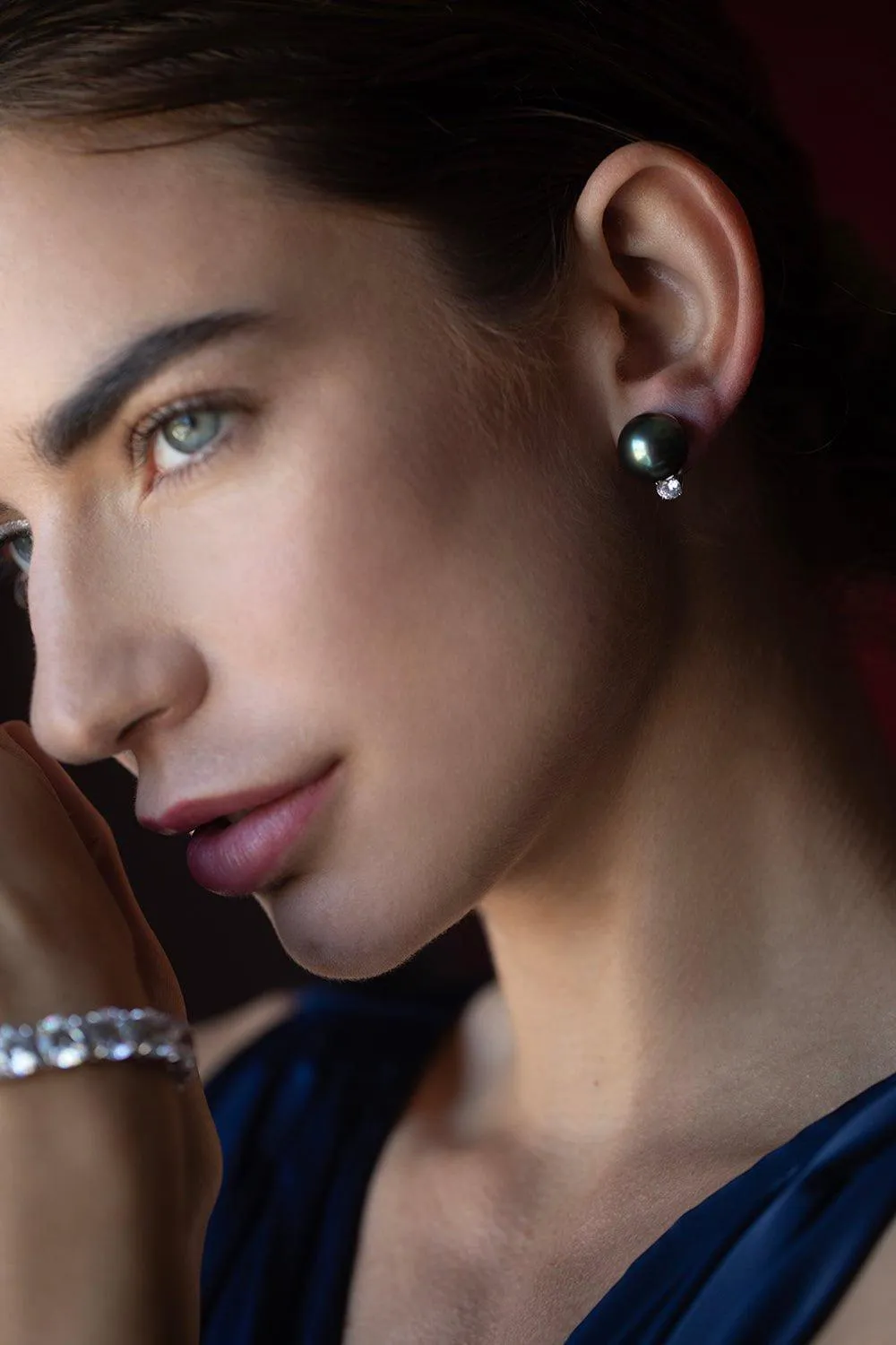 Pearl CZ Round Earrings