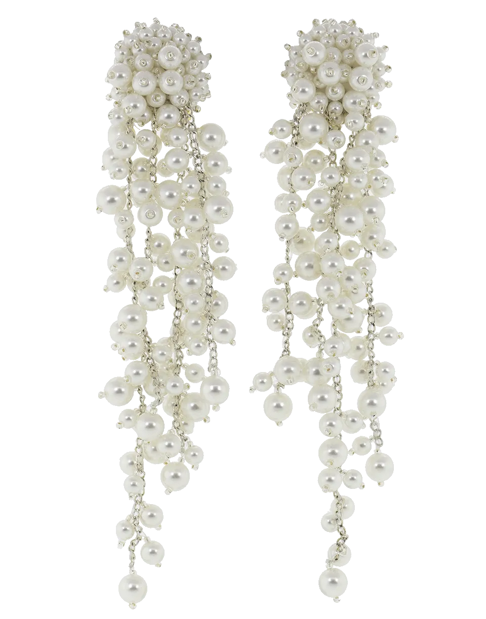 Pearl Drop Cluster Clip Earrings