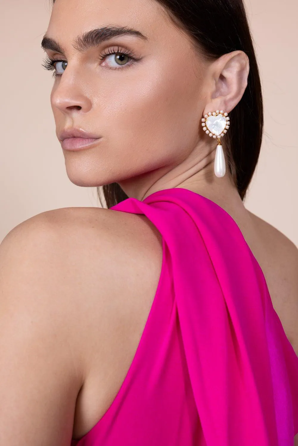 Pearl Heart Drop Earrings