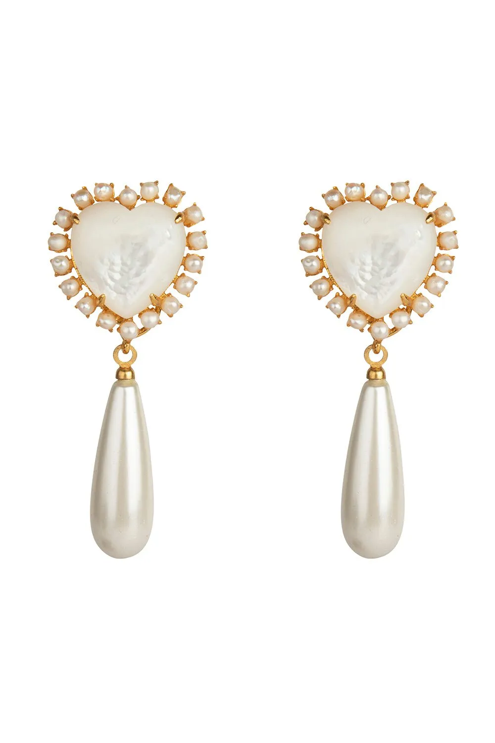 Pearl Heart Drop Earrings