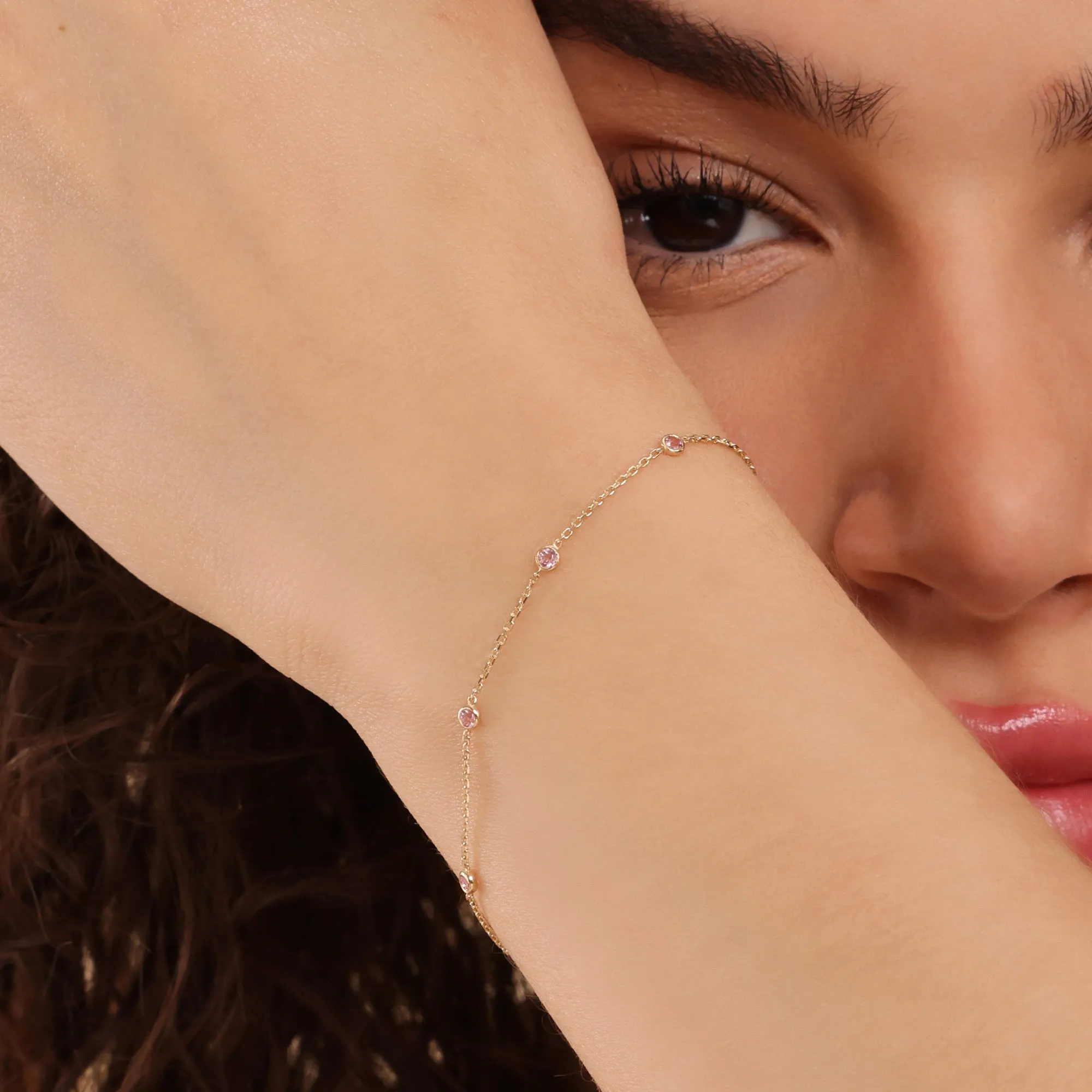 Petite Pink Tourmaline Station Bracelet, Tabitha SARAHELISE