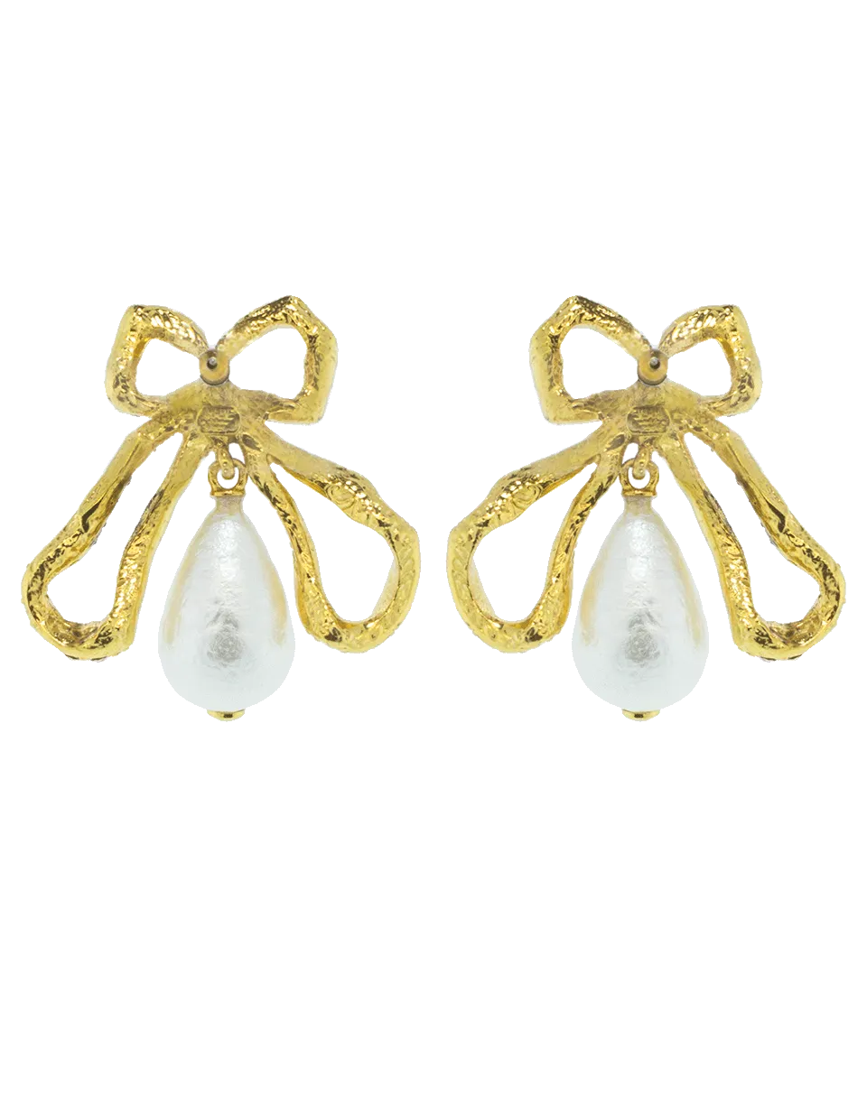 Pierce Pearl Drop Bow Earrings