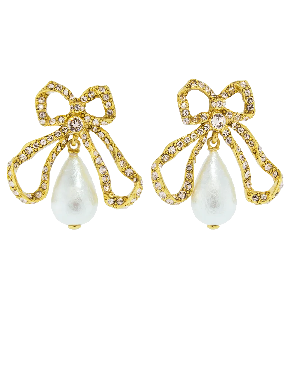 Pierce Pearl Drop Bow Earrings