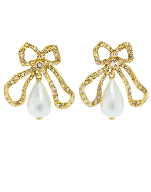 Pierce Pearl Drop Bow Earrings