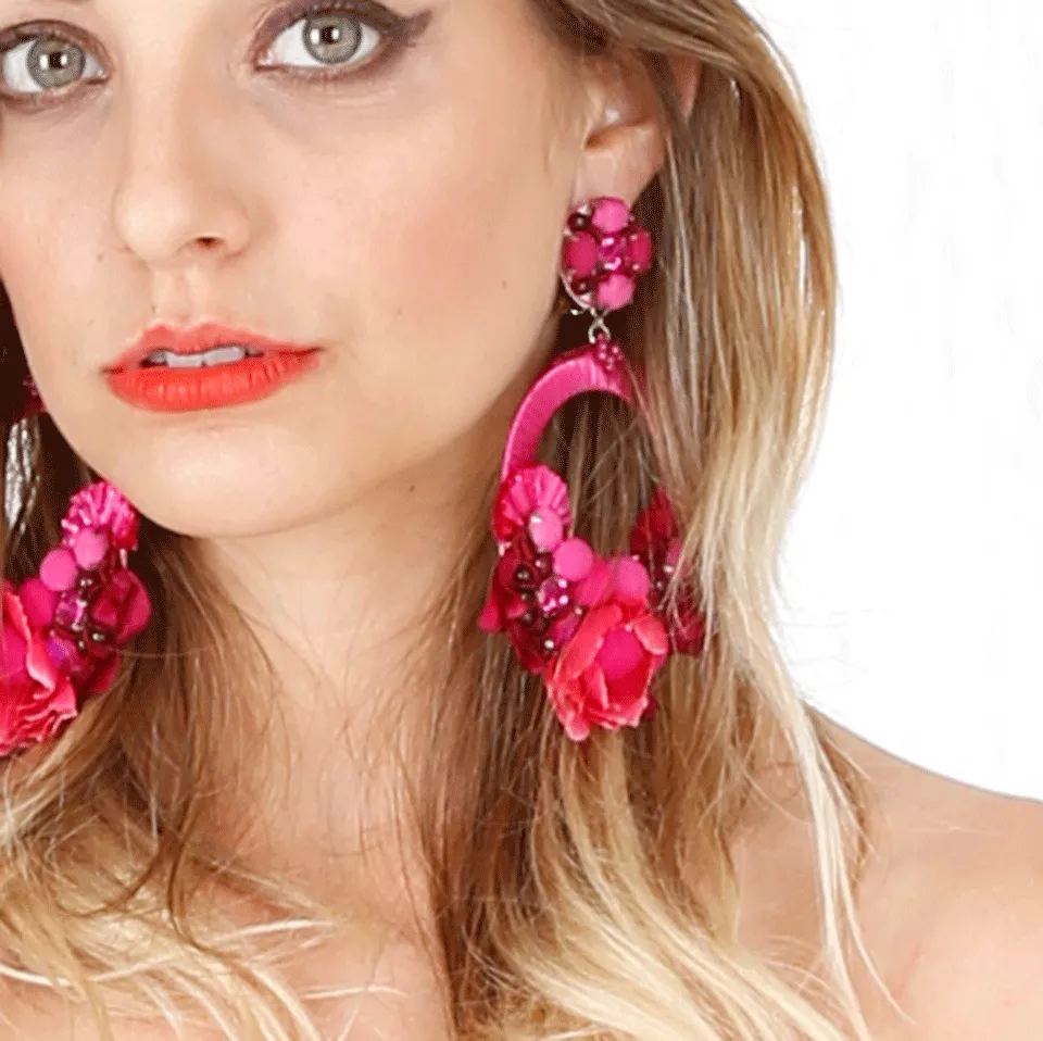 Pink Flower Earrings