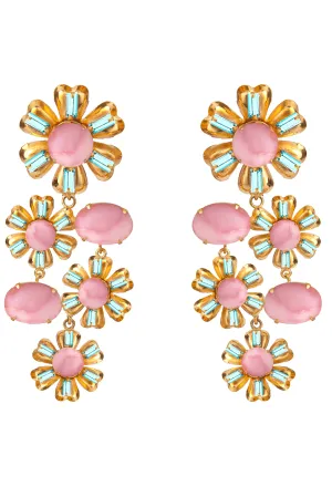 Pink Opal and Blue Quartz Drop Earrings