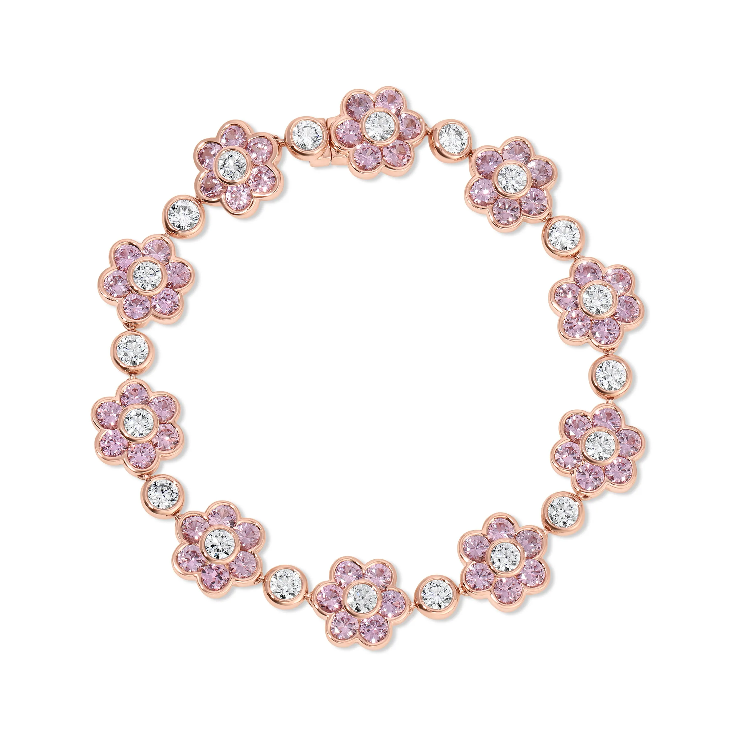 PINK SAPPHIRE AND DIAMOND FLORA BRACELET Anita Ko