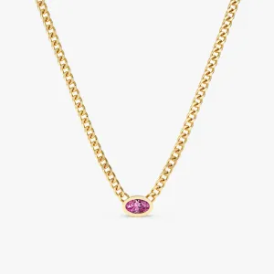 Pink Sapphire Cuban Chain Necklace, Nicole SARAHELISE